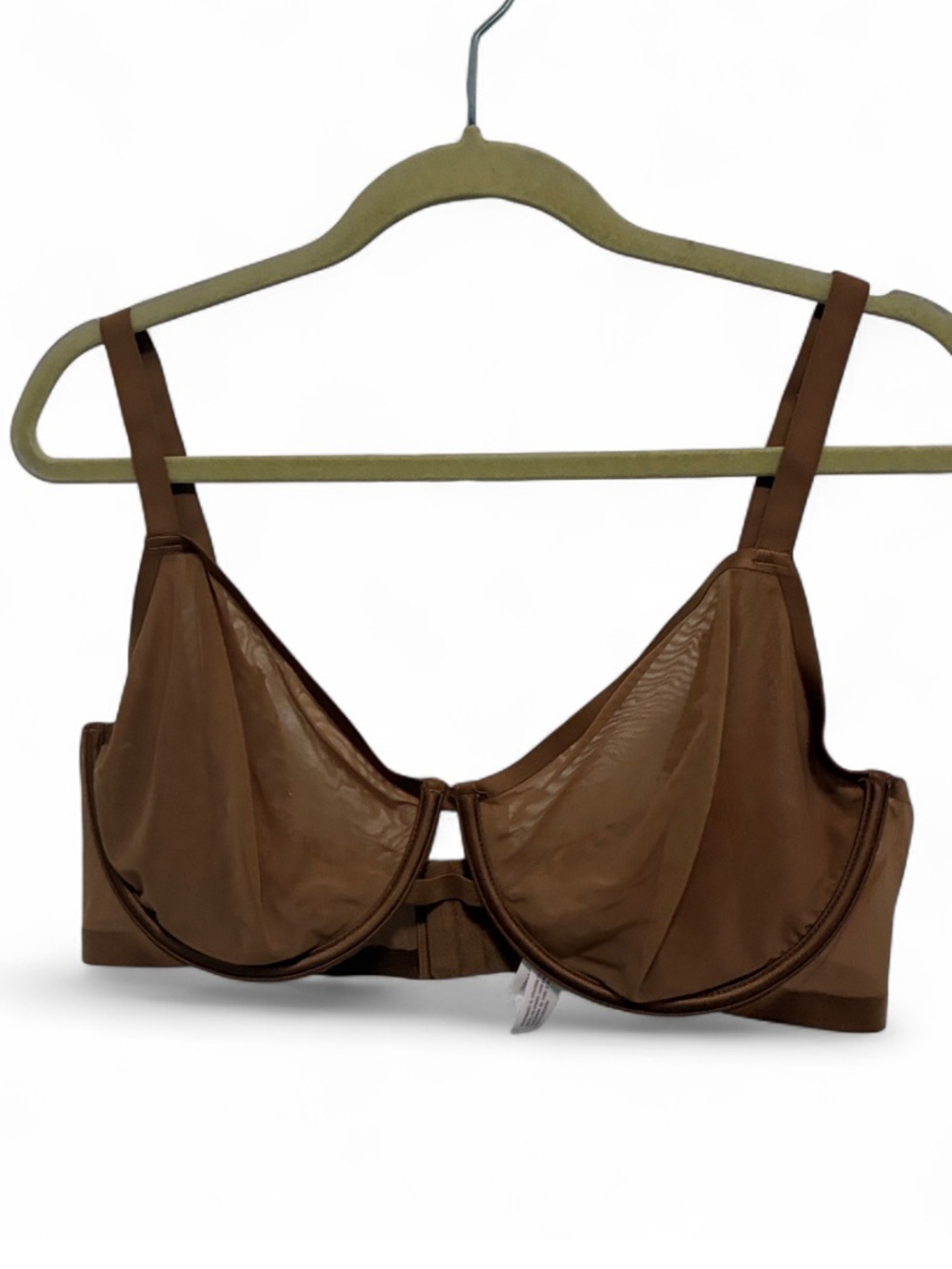 Auden Unlined Demi Coverage Mesh Underwire Bra in Tan